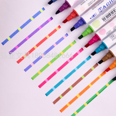 Polar Color Changing Fluorescent Pen Double-Headed Fluorescent Marker Jimiao Magic Highlighter