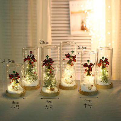 Christmas Crafts Light-Emitting Christmas Tree Glass Cover Ornaments Mini Christmas Tree Holiday Gift