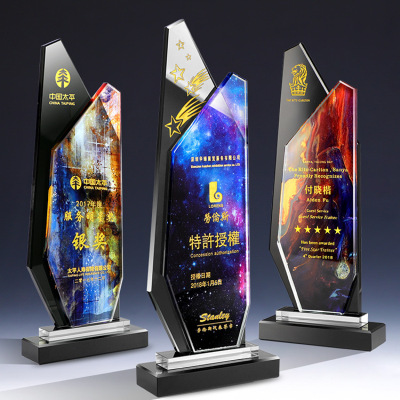 Creative Colorful Crystal Trophy Medal Customization Annual Meeting Recognition Award Gift Souvenir Glass Trophy Customization