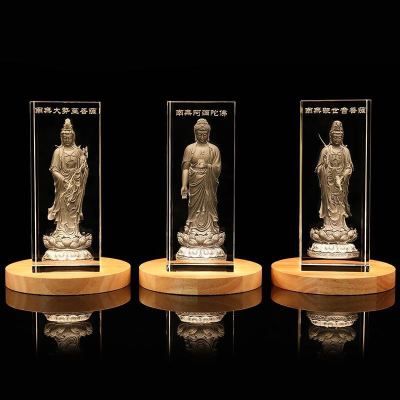 Western Trinity Buddha Statue Crystal Carving Amitabha Buddha Statue Guanyin Bodhisattva Great Trend to Worship Decoration Home Standing Statue