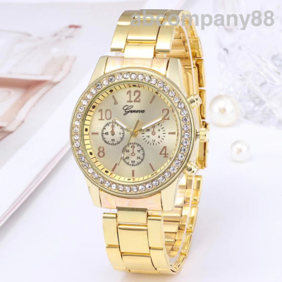 diamond inlaid three eye six needle fashion steel band men's and women's watches lovers' electronic watches wholesale 