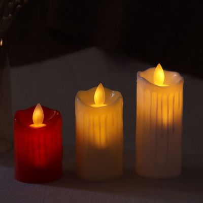 Plastic Smokeless Tears Face Wax Drip Swing Led Electronic Candle Decorative Crafts Ornaments