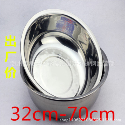 Stainless Steel Basin Thickened Household Multi-Purpose Basin Dish Soup Plate round Laser Printing Washbasin Basin for Commercial Use