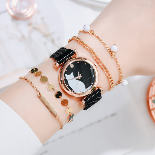 set watch kitten watch ins new women‘s watch women‘s cat watch bracelet set fashion