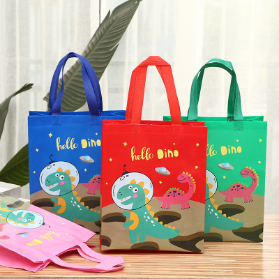 Manufacturers Supply Large Non-Woven Fabric Three-Dimensional Pocket Cartoon Dinosaur Film Portable Gift Bag Candy Bag Foreign Trade Wholesale