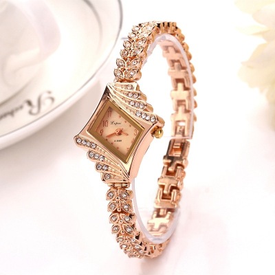 Bracelet Watch Brand Women's Diamond-Embedded Watch Popular Characteristic Rhombus Watch Head Alloy Bracelet Watch