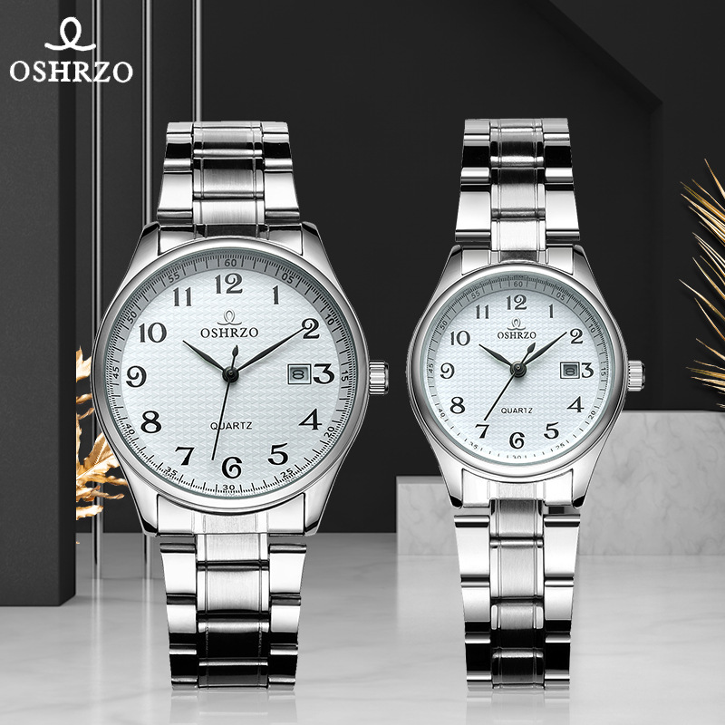 oshrzo watch men and women couple fashion high end wrist watch steel band men and women pair watch student waterproof quartz watch yiwubuy