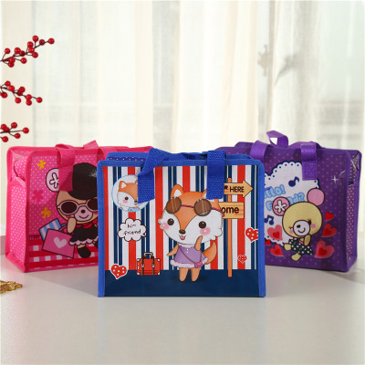 Portable Cartoon Animal Printed Non-Woven Farbic Home Clothing Bed Sheet Quilt Cover Sundries Zipper Buggy Bag Spot New