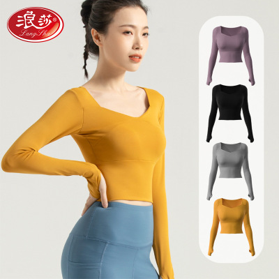 Spring and Autumn Yoga Clothes Sportswear Suit Women's Slimming and Tight Long-Sleeved Fitness Morning Running Quick-Drying Top T-shirt Vest