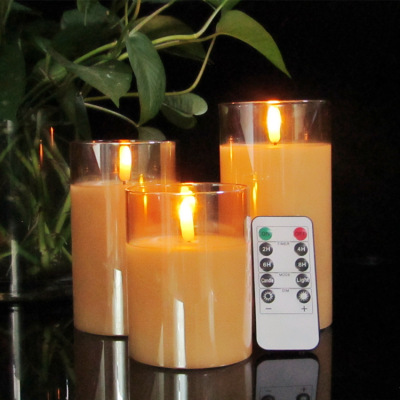 3D Flame Candle Led Smokeless Electric Candle Lamp Glass Paraffin Lamp