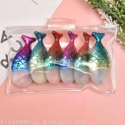 Mini Mermaid Shape Fluorescent Pen Electroplating Colorful Fluorescent Pen Key Marker Hand Account Pen