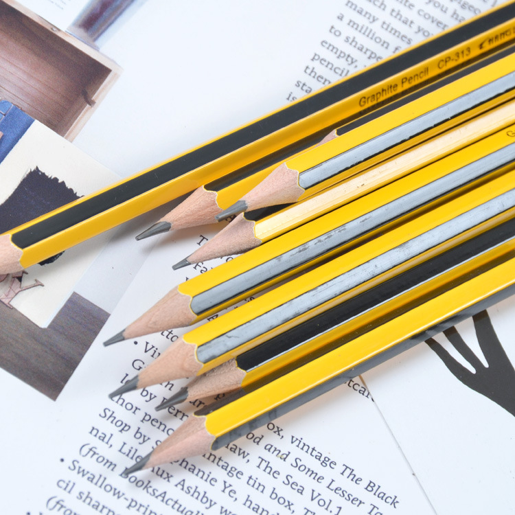 Hexagonal Log Pencil 12 PCs HB Rubber Head Children Primary School ...