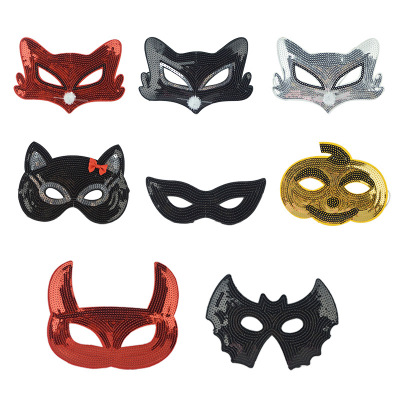 Evening Party Dance Mask Sequined Mask Holiday Party Mask Fox Mask Cat Mask Pumpkin Bat Mask