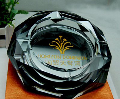Special Offer Lettering Black Silver Plated Crystal Ashtray Creative Octagonal Boutique Crystal Ashtray Gift Customization