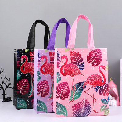 Cartoon Flamingo Simple Fresh Non-Woven Tote Bag Clothing Blanket Toy Book Storage Bag Factory in Stock