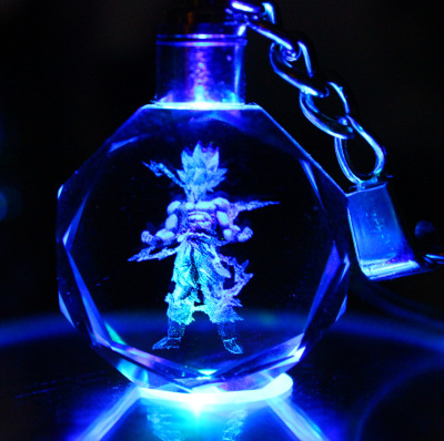 Dragon Ball Crystal Key Chain Goku Vegeta Luminous Hand Office Graphic Customization Creative Advertising Small Gift
