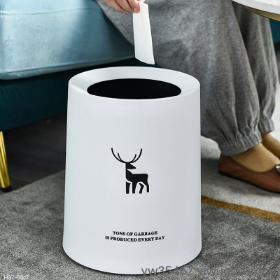 H87-5017 Plastic Trash Can Home Creative Simple Bathroom Living Room Elk Open Trash Can New Product