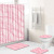 Striped Plaid Bathroom Shower Curtain Floor Mat Toilet Cover Foot Mat Four-Piece Set Amazon Sources Pattern Customized Size 1