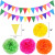 Factory Direct Sales Mexican Party Festival Colored Paper Ball Paper Flower Ball Paper Fan Flower Triangle Hanging Flag Birthday Party