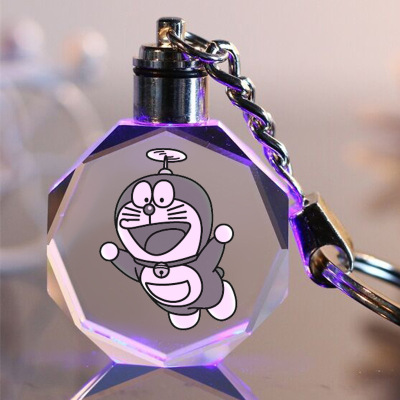 Cartoon Doraemon Luminous Crystal Key Chain Pendant Customized Cute Couple Graduate Day Gift Customization