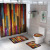 New Pattern Wood Printing Shower Curtain Floor Mat Four-Piece Bathroom Toilet Mat Set Amazon Overseas Warehouse Exclusive