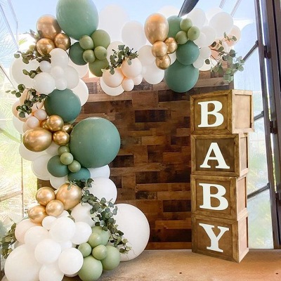 Retro Olive Green Rubber Balloons Cross-Border New Arrival Birthday Party Deployment and Decoration Retro Green Balloon Chain Set
