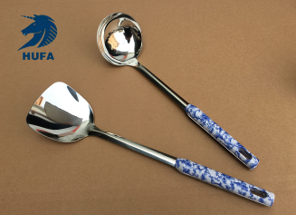 Ceramic Stainless Steel Kitchenware Set Blue and White Porcelain 6-Piece Set Spatula Noodle Spoon Gift Hotel Household Utensils