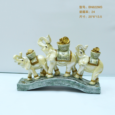 "Wholesale Custom" European Gold Coins Three Elephants Get Gold Coins Resin Decorations | Creative Resin Business Gifts