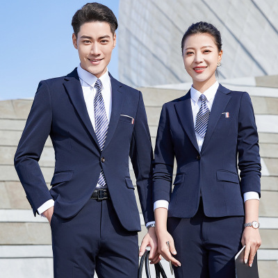 Women's Business Women's Clothing Korean-Style Slim Fit Business Suit Blue Viscose Tooling High-End Bank Manager Suit