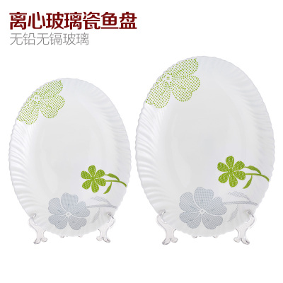 Opal Glass Food Treasure Tempered Glass Tableware Fish Plate Dish Heat-Resistant Glass Plate Exquisite White Jade Ceramic Dish