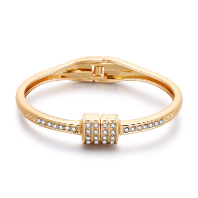 Fashion Street Product Bracelet European and American Popular Metal Simplicity Geometric Diamond-Embedded Ladies' Bracelet Bracelet Overseas Delivery