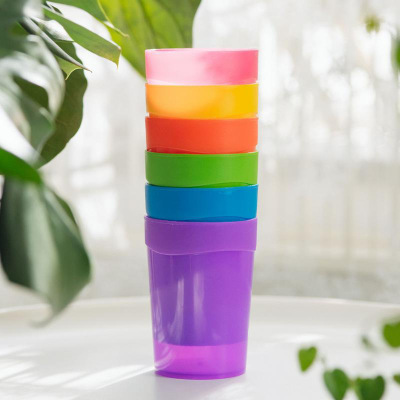 Colored Water Cup Plastic Cup Juice Cup Fashion Student Advertising Gift Outdoor Travel Dinner Stacked Cup Tumbler