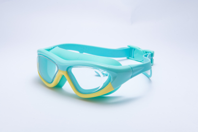 Children's Fashion Large Rim Anti-Fog Swimming Goggles One-Piece Lens Silicone Color Lens Circle Swimming Goggles