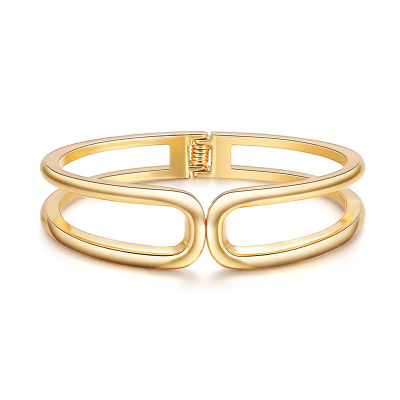 Cross-Border Hot Sale Summer New Gold-Plated Jewelry Ol Minimalist Bracelet Line Hollow Open-End Alloy Spring Bracelet