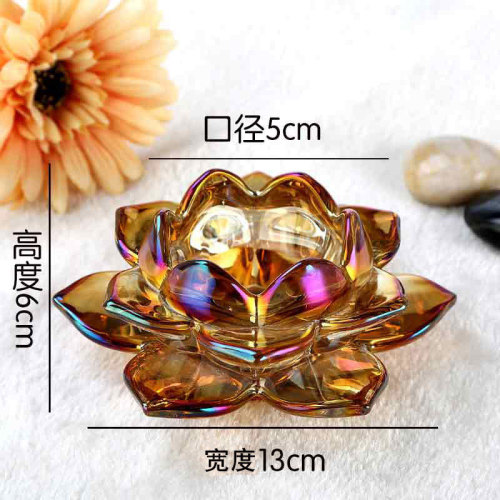 glass lotus candlestick home decoration candle holder home european crystal buddha worship lamp butter lamp holder