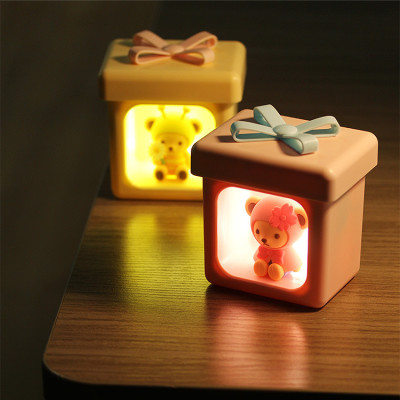 New Cartoon Teddy Small Night Lamp Rechargeable Doll Living Room and Bedroom Warm Sleep Light Creative Children KT-C