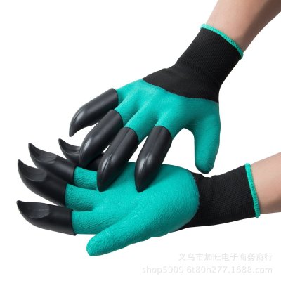 Waterproof Anti-Slip Protective Gloves for Garden Flower Planting and Digging with Claws in Both Hands