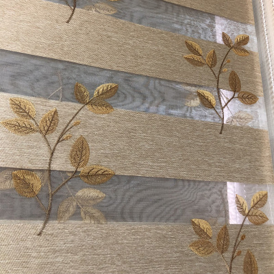 Leaves Embroidered Curtain Blinds Roller Shutter Living Room Bedroom Customized Finished Office Punch-Free Jacquard Soft Gauze Curtain