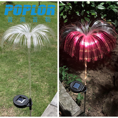 LED Solar Lawn Lamp Creative Optical Fiber Jellyfish Lamp Outdoor Flower Bed Lamp Landscape Lamp Garden Lamp with Light Control