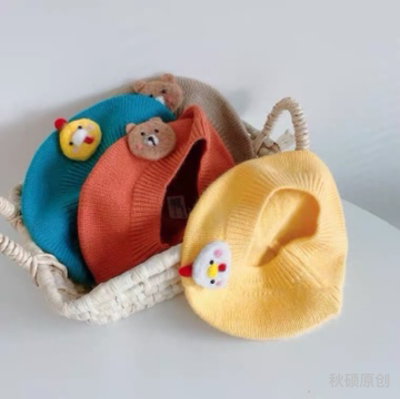 INS Korean Children's Hat Autumn and Winter Baby Boys and Girls Beret Children Woolen Cap Painter Cap Fashion Brand