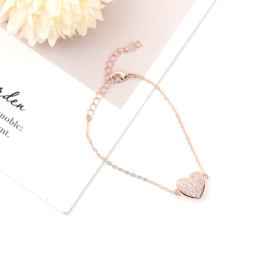 European and American Style Elegant Heart Women's Diamond Simple Personality Ins Internet Influencer Cold Style Special-Interest Design Bracelet Ornament