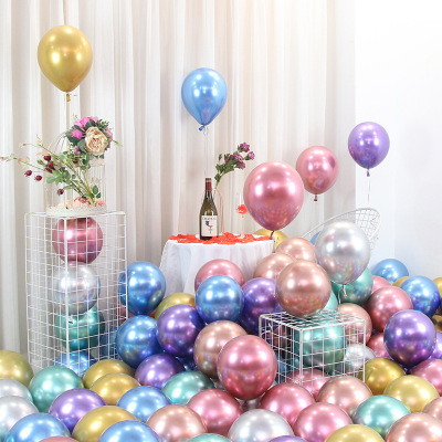 12-Inch 2.8G Metallic Color Rubber Balloons Thick Pearlescent Chrome Alloy Color Balloon Wedding Party Decoration Balloon