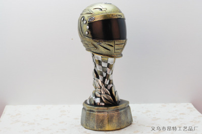 Resin Sports Series Products Golden Racing Helmet Resin Decorations Crafts Wholesale Creative Trophy