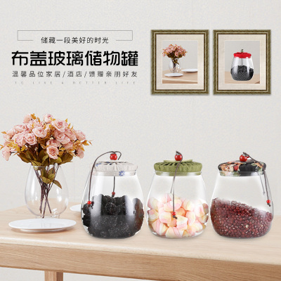 Bolvya High-Grade Heat-Resistant Glass Storage Jar Cloth Cover Borosilicate Heat-Resistant Glass Storage Jar