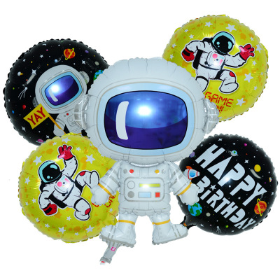 New Spaceman Balloon Astronaut Rocket Balloon Birthday Universe Theme Party Decoration Aluminum Foil Balloon Set