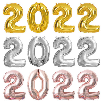 Spot Goods 17-Inch 2022 Digital Aluminum Foil Balloon Set Company New Year's Day New Year Annual Meeting Decoration Balloon