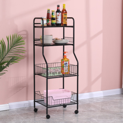 Multi-Functional Iron Storage Rack Home Movable Kitchen Floor Oven Microwave Oven Storage Rack Study Storage Rack