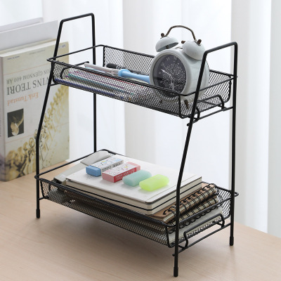 A Creative Detachable Desktop Double-Layer Storage Rack Kitchen Iron Sundries Storage Basket Fruit Snacks Home Storage