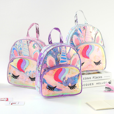 New Unicorn Laser Colorful Backpack Cartoon TPU Children Backpack Student Storage Large Capacity Schoolbag