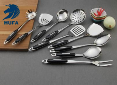 Bakelite Handle Stainless Steel Kitchen Spatula Strainer and Soup Spoon Imitation Wood Shovel Thickened and Anti-Scald Meal Spoon Spatula Kitchenware Set